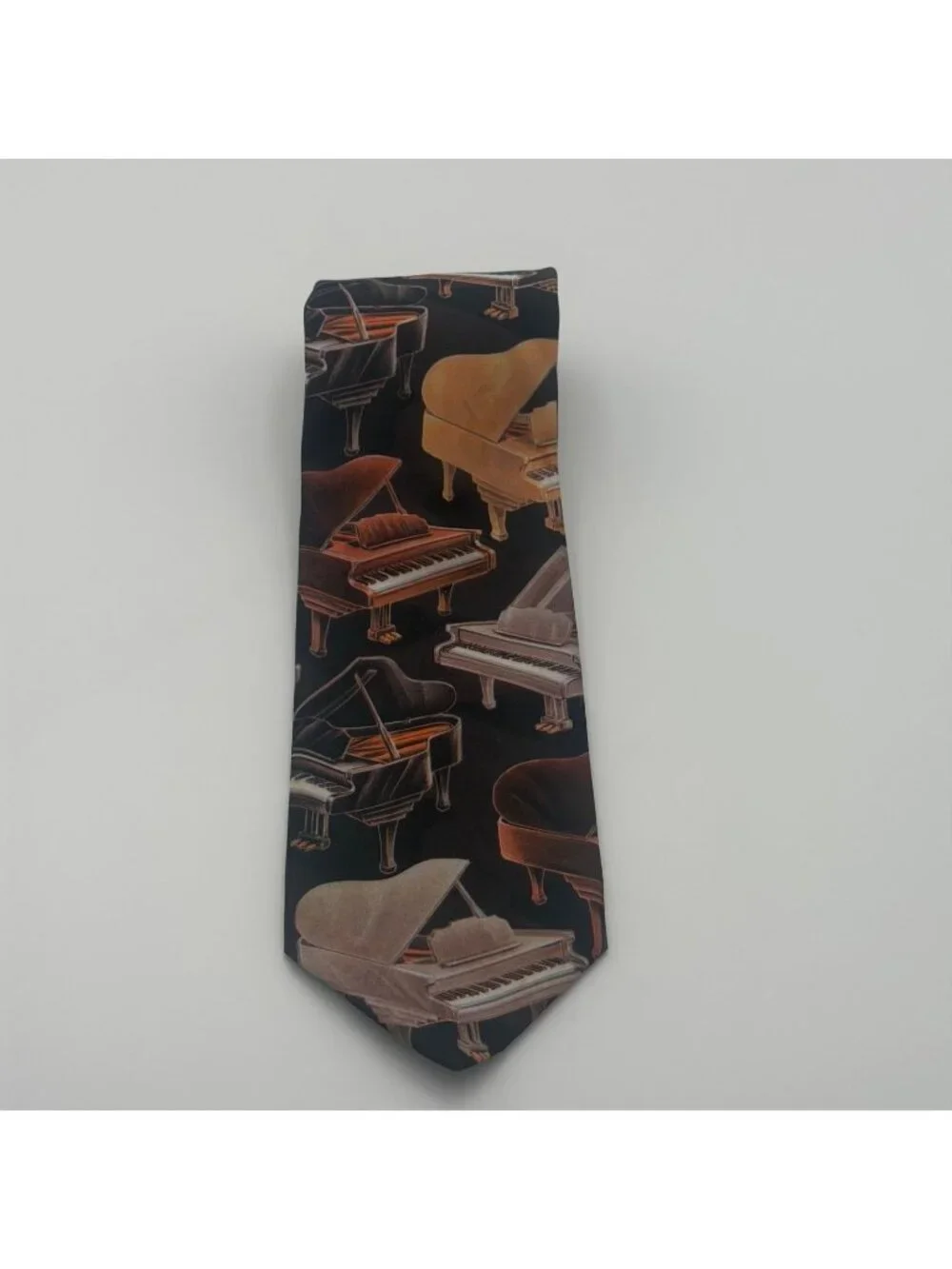 D’ern Crazy Piano Grand Piano Necktie Black Brown Musical Instrument Novelty Tie